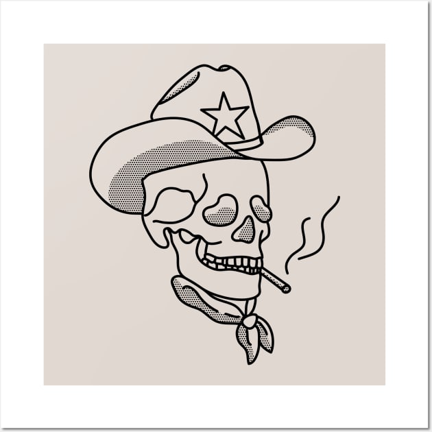 Western Cowboy Hat Skull Smoking Wall Art by YourGoods